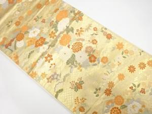 変わり青海波に花模様織り出し　袋帯